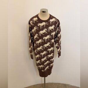 Joanie Brown Horse Pattern Sweater